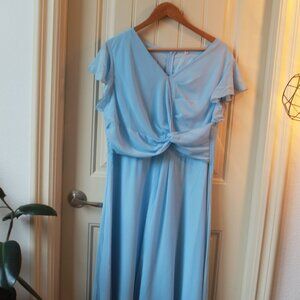 Light Blue Faux Wrap Party Dress